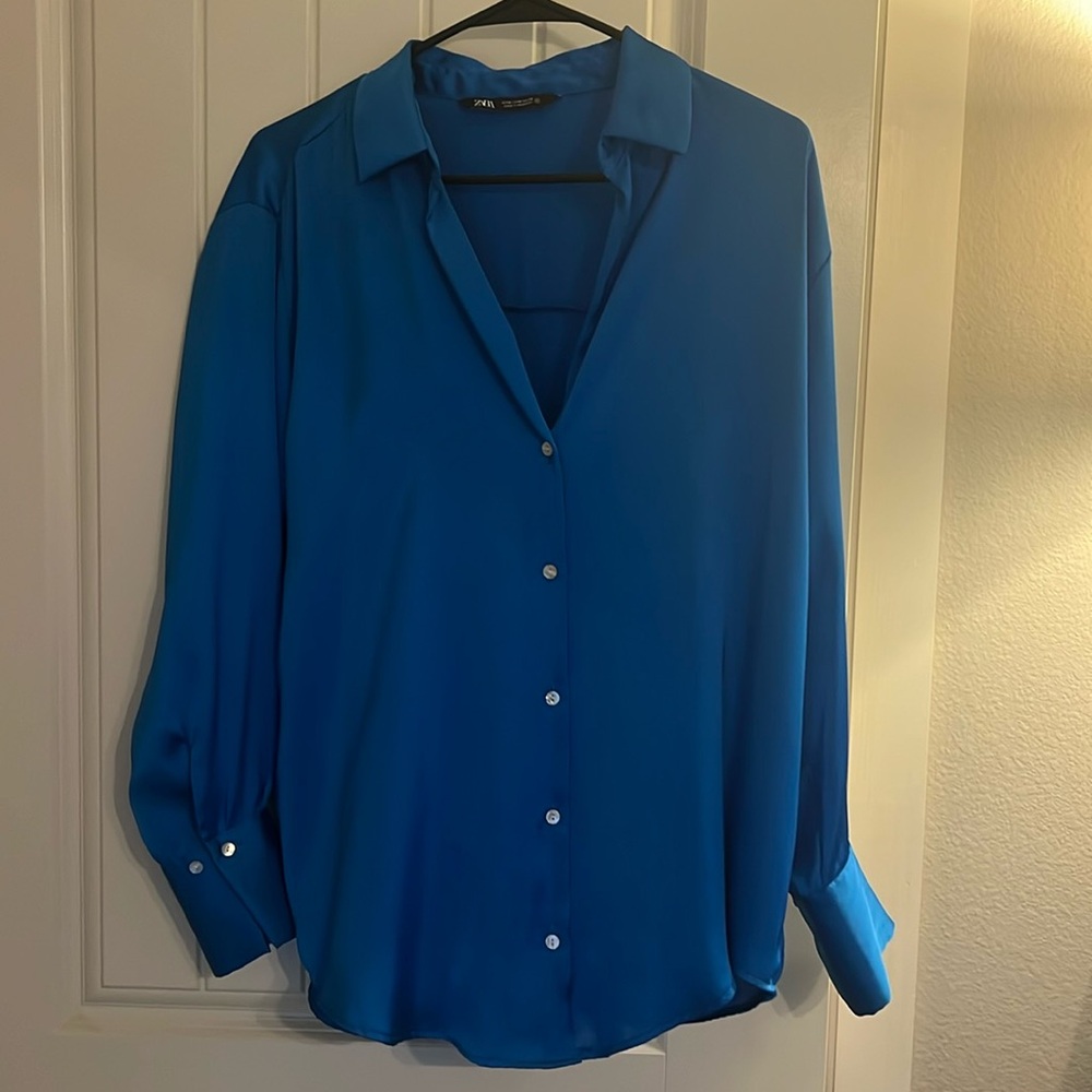 Blue Satin Zara Shirt